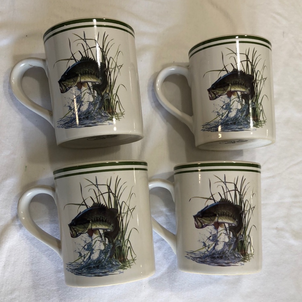 Bass Pro Shops White and Green Fishing Mugs